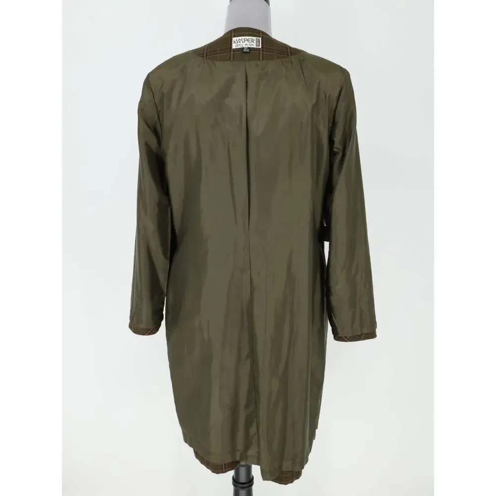 Kasper ASL Jacket Dress Petites 10P Green Plaid Tweed Pockets Lined Career Vtg - Picture 11 of 16